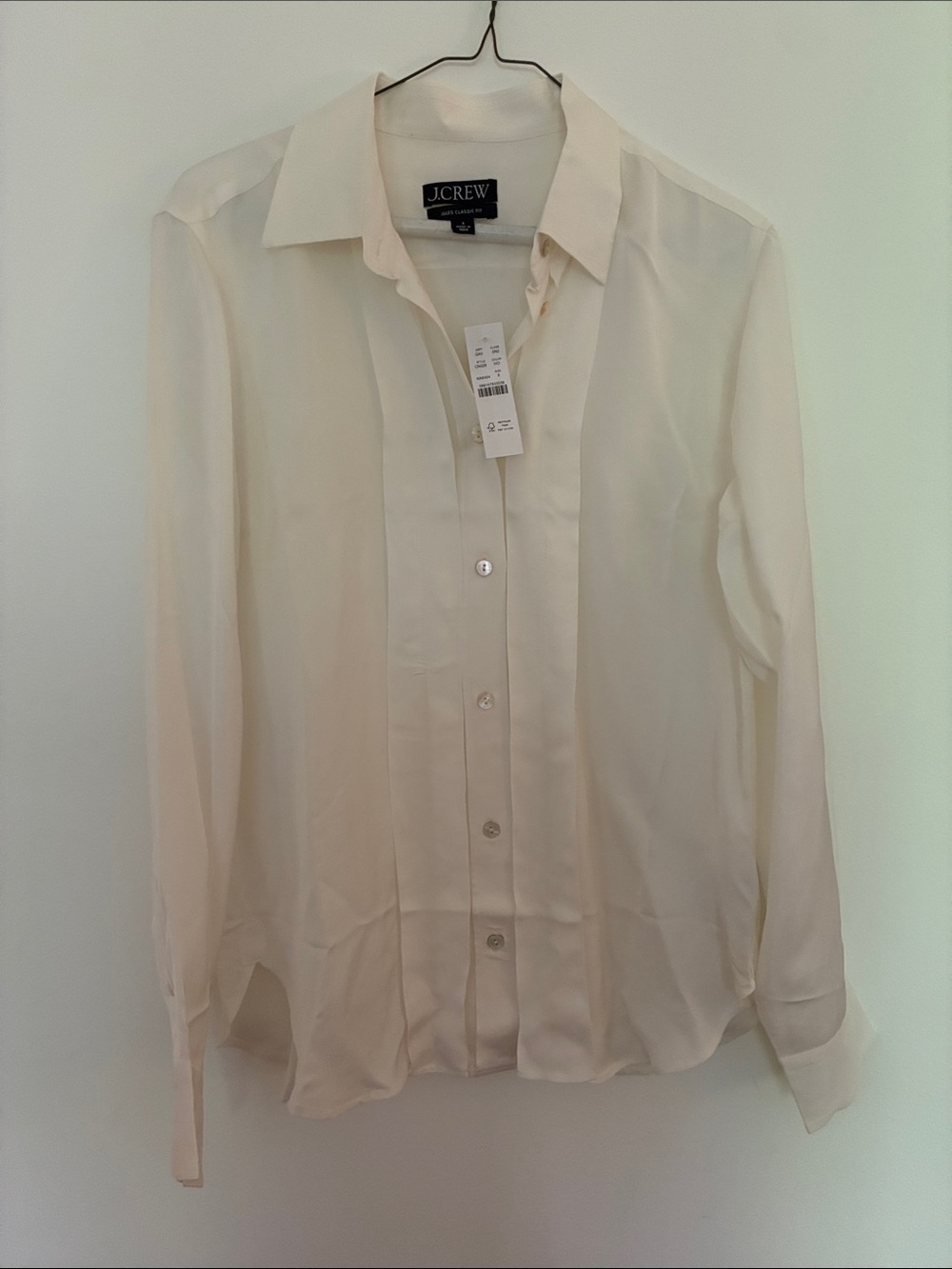 J. Crew Jules Silky Button-Front Blouse in Ivory Cream (NWT)